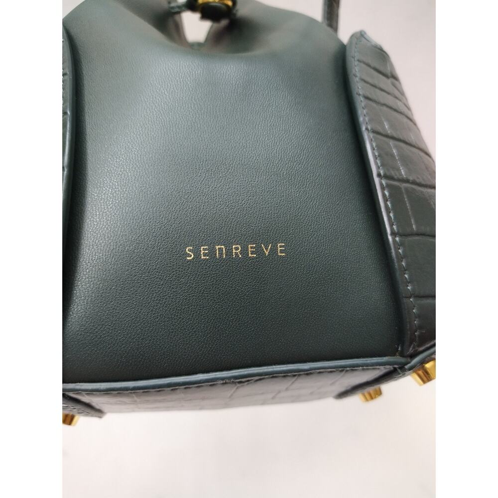 Senreve Fiore Green Leather Drawstring Bucket Crossbody Bag - Picture 9 of 16